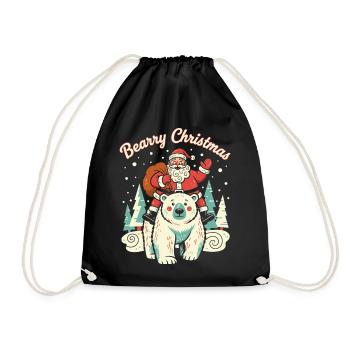 Bearry Christmas Bear Santa Xmas - Drawstring Bag - black - Front