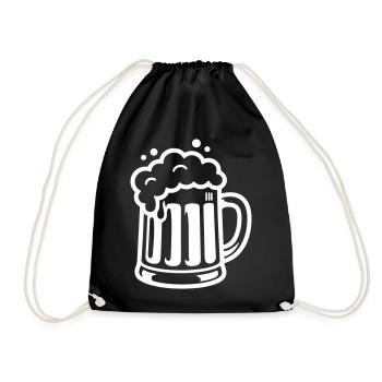 Bierkrug Comic Bier - Turnbeutel - Schwarz - Vorne