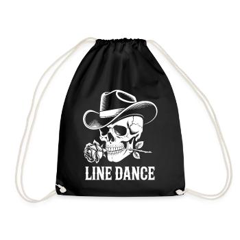 Line Dance Skull with Rose - Drawstring Bag - black - Front