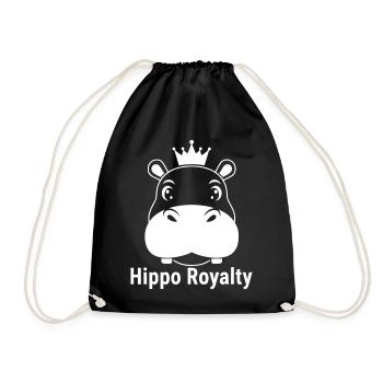 Hippo Royalty Hippo King Saying - Drawstring Bag - black - Front