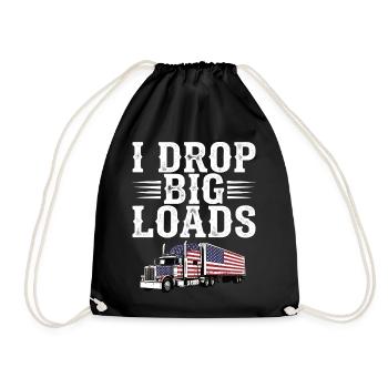 Trucker Patriotic US Semi Truck Driver - Drawstring Bag - black - Front
