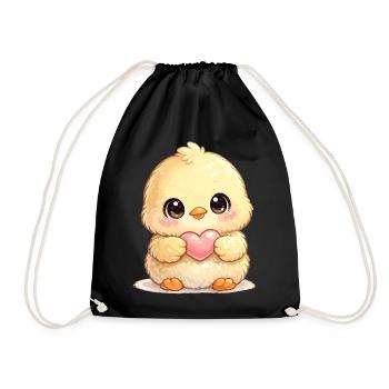 Cuddly chick with heart - Drawstring Bag - black - Front