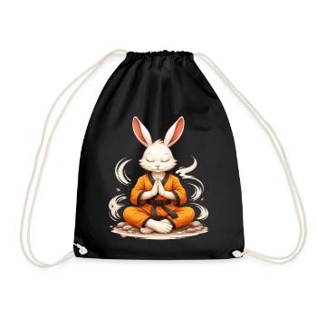 Zen Hase Karate Meditation Fun Design - Turnbeutel - Schwarz - Vorne