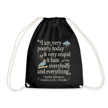 Charles Darwin Lustiges Zitat - Drawstring Bag - black - Front