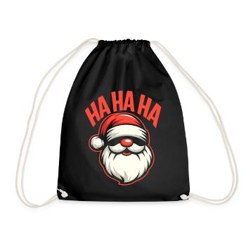 Santa Smile HAHA Christmas Motif - Drawstring Bag - black - Front