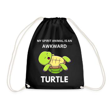 My Spirit Animal Is An Awkward Turtle Funny  - Drawstring Bag - black - Front