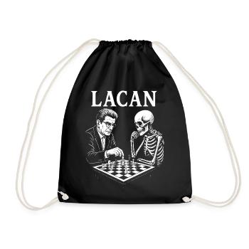 Jacques Lacan plays chess with skeleton - Drawstring Bag - black - Front