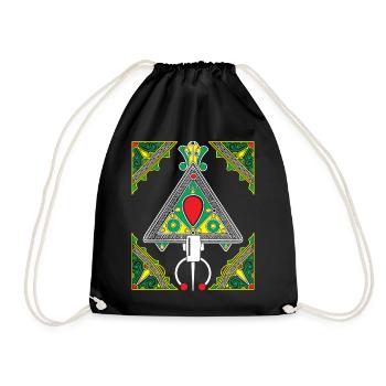 Kabylie Jewelry Colorful Triangular Emblem - Drawstring Bag - black - Front