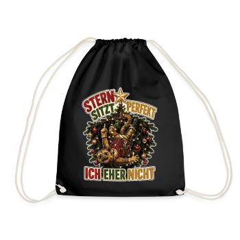 Stern sitzt perfekt - Turnbeutel - Schwarz - Vorne