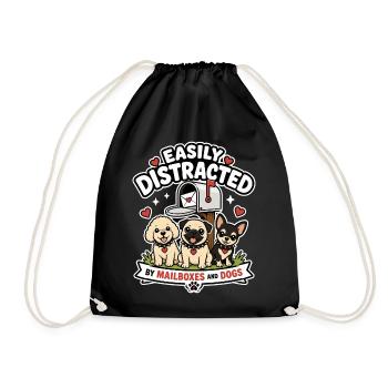 Easily distracted by mailboxes and dogs - Drawstring Bag - black - Front