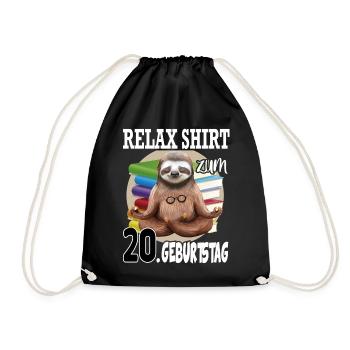 Relax Faultier Geburtstag 20 Jahre Sloth Lustig - Turnbeutel - Schwarz - Vorne
