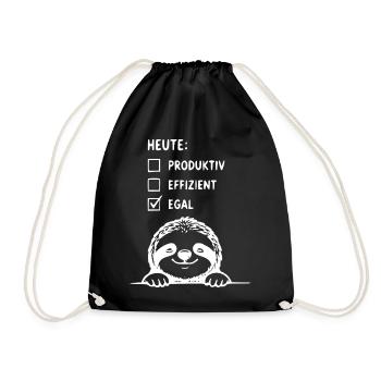 Sloth Checkliste Heute Egal - Turnbeutel - Schwarz - Vorne