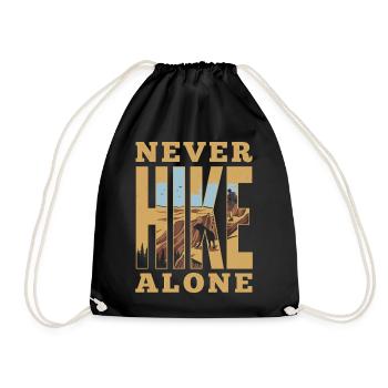 Mountains - Never Hike Alone - Drawstring Bag - black - Front
