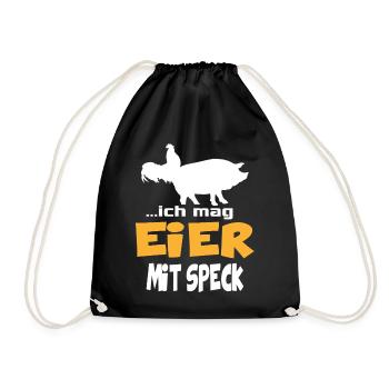 Ich mag Eier mit Speck Huhn Schwein Animals - Turnbeutel - Schwarz - Vorne