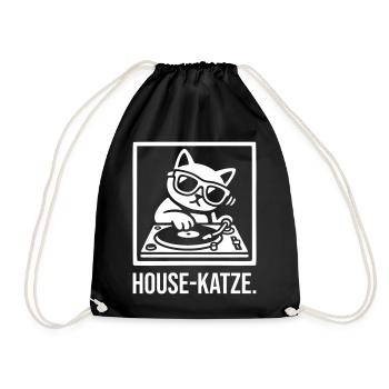 House-Katze DJ - Turnbeutel - Schwarz - Vorne