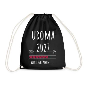 Schwangerschaft Verkünden – Uroma 2027 - Turnbeutel - Schwarz - Vorne