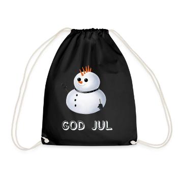 Gothic Schneemann God Jul - Schwedisch - Turnbeutel - Schwarz - Vorne