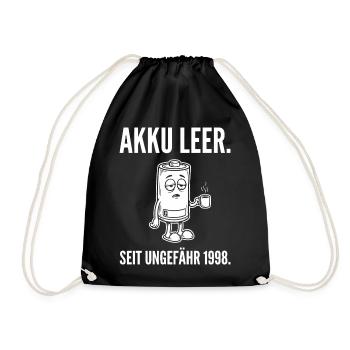 Akku leer. Seit ungefähr 1998. - Müde Batterie - Turnbeutel - Schwarz - Vorne