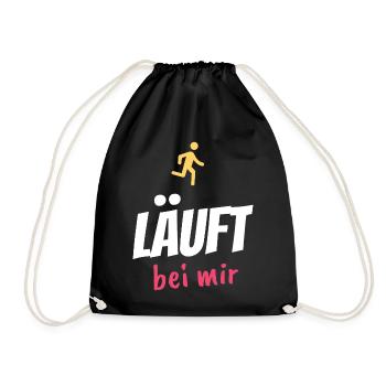Läuft bei mir – Jugendsprache Spruch - Turnbeutel - Schwarz - Vorne