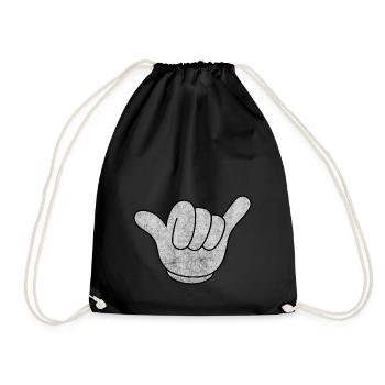 Shaka Zeichen Hand Motocross Downhill Surfen Welle - Turnbeutel - Schwarz - Vorne