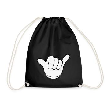 Shaka Zeichen Hand Downhill Motocross Surfen weiss - Turnbeutel - Schwarz - Vorne