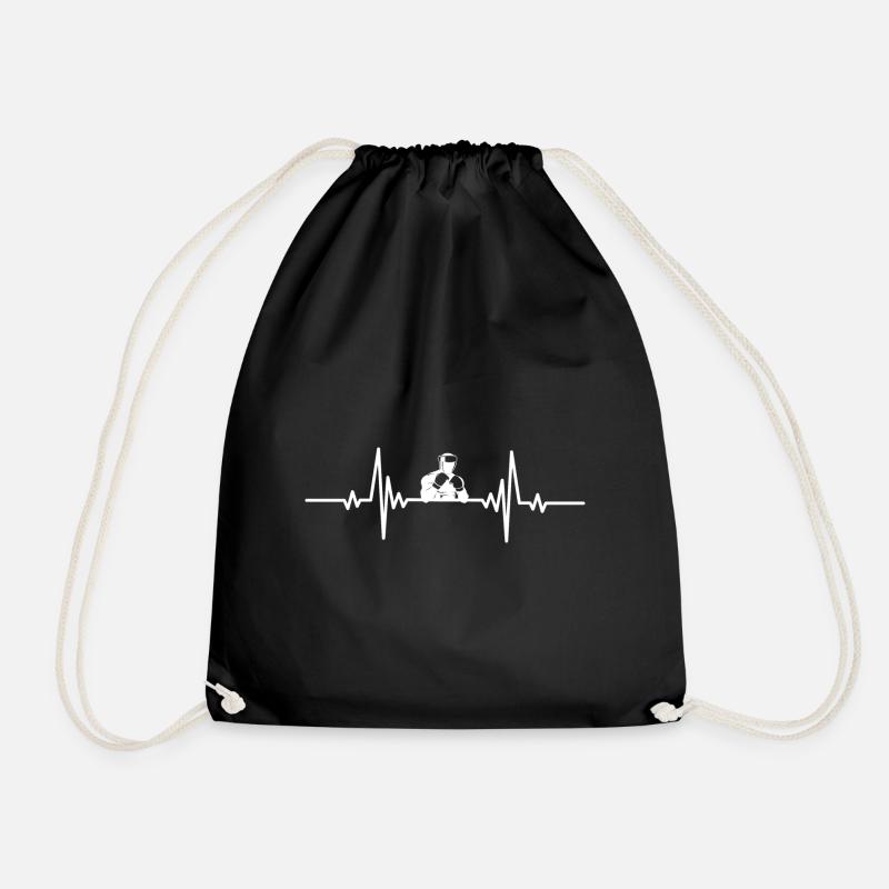 Heartbeat man ready for boxing - Drawstring Bag - black