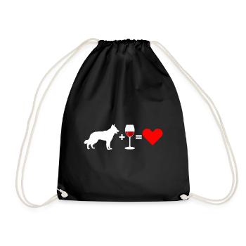 Schäferhund Wein Rotwein - Ich Liebe - Turnbeutel - Schwarz - Vorne