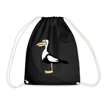 Seagull cute cute animal motifs - Drawstring Bag - black - Front