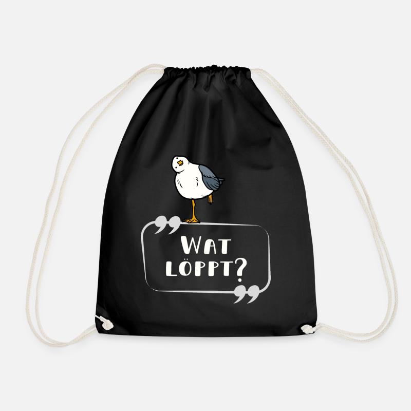 MÖWE Wat löppt lustig norddeutsch - Turnbeutel - Schwarz