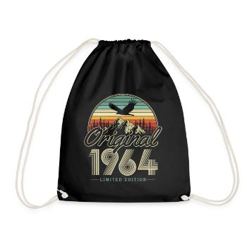 Original 1964 Jahrgang Vintage Geburtstag Geschenk - Turnbeutel - Schwarz - Vorne