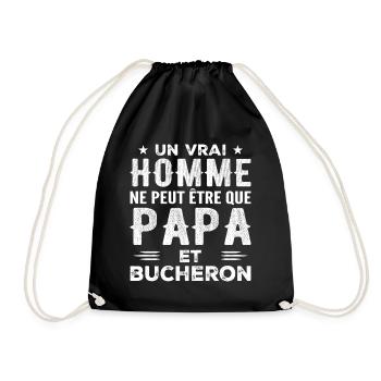 A Real Man Is Only Dad and Lumberjack - Drawstring Bag - black - Front