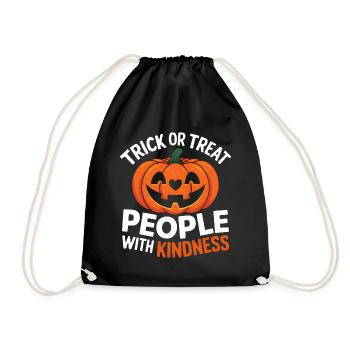 Treat People with Kindness! Pumpkin Halloween - Drawstring Bag - black - Front