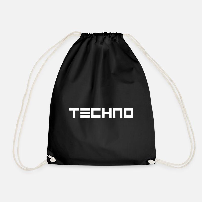 Futuristic "Techno" design in white - Drawstring Bag - black