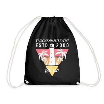 Mallorca Trockenmauerweg GR 221 wandern Geschenk - Turnbeutel - Schwarz - Vorne