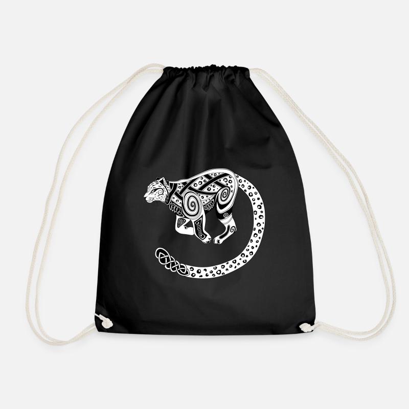 Keltischer Schneeleopard / Celtic Snow Leopard - Turnbeutel - Schwarz