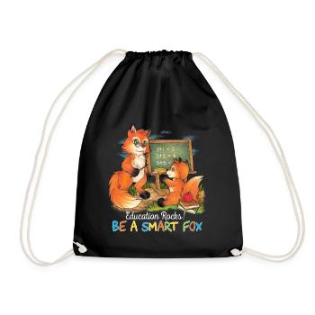 Education Rocks! Be a smart Fox - gift idea - Drawstring Bag - black - Front