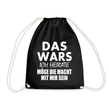 Das wars ich heirate - Turnbeutel - Schwarz - Vorne