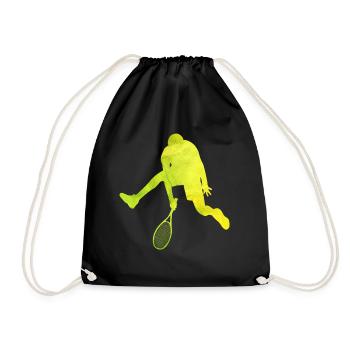 Tennisspieler Tennisschläger Tennisplatz Geschenk - Turnbeutel - Schwarz - Vorne