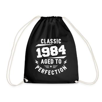 1984 Classic 1984 Vintage 1984 Birthday Gift - Drawstring Bag - black - Front
