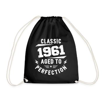 1961 Classic 1961 Vintage 1961 Birthday Gift - Drawstring Bag - black - Front