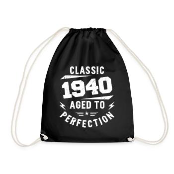 1940 Classic 1940 Vintage 1940's Birthday Gift - Drawstring Bag - black - Front