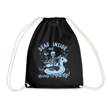 Funny Skull + Unicorn - Drawstring Bag - black - Front