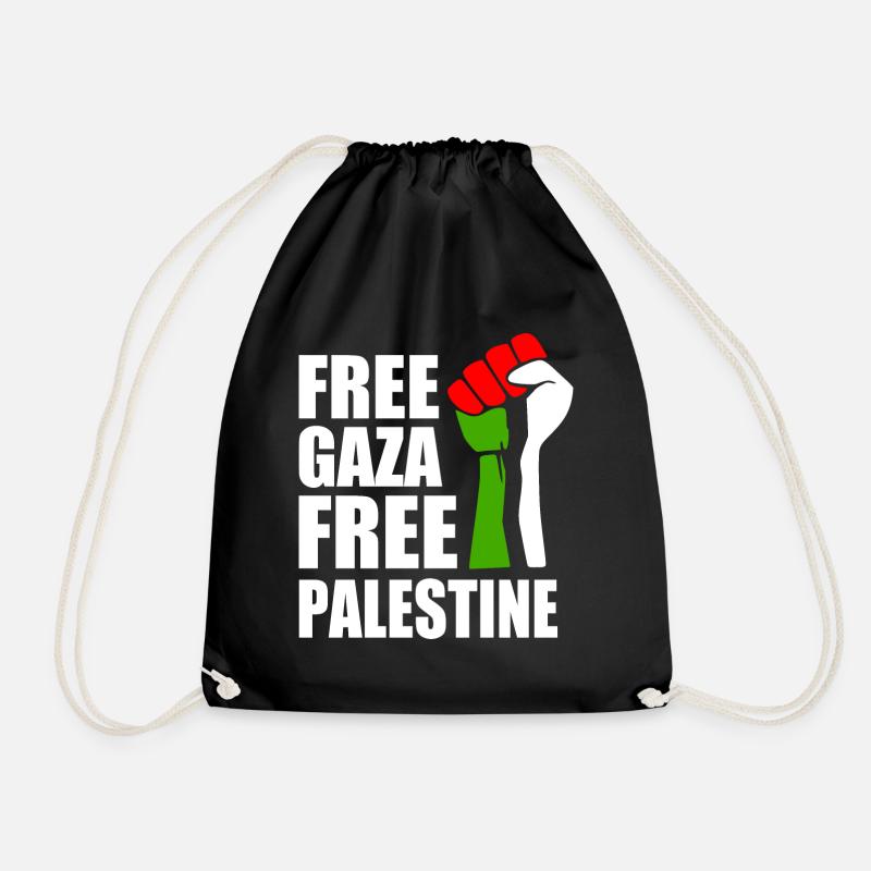 Free palestine - Drawstring Bag - black