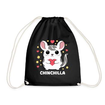 Chinchila kawaii avec cœurs et étoiles - Sac de sport léger - noir - Devant