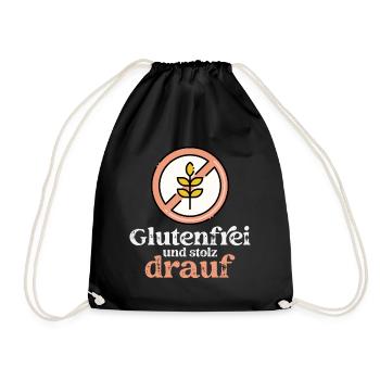 Glutenfrei und stolz drauf - Gluten frei Geschenk - Turnbeutel - Schwarz - Vorne