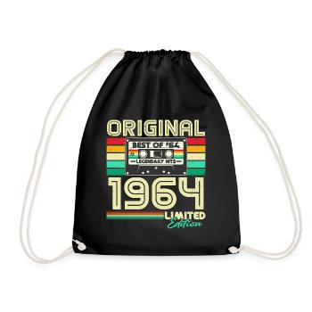 Original 1964 Jahrgang Vintage Geburtstag Retro - Turnbeutel - Schwarz - Vorne