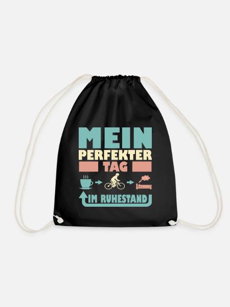 Rente Rentner Ruhestand Fahrrad fahren Spruch - Turnbeutel - Schwarz