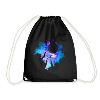 Three Wolves Moon Howling Galaxy Gift Idea - Drawstring Bag - black - Front