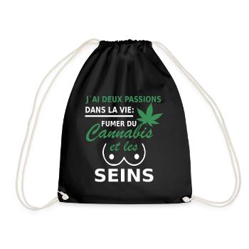 deux passions fumer du cannabis et les seins - Sac de sport léger - noir - Devant