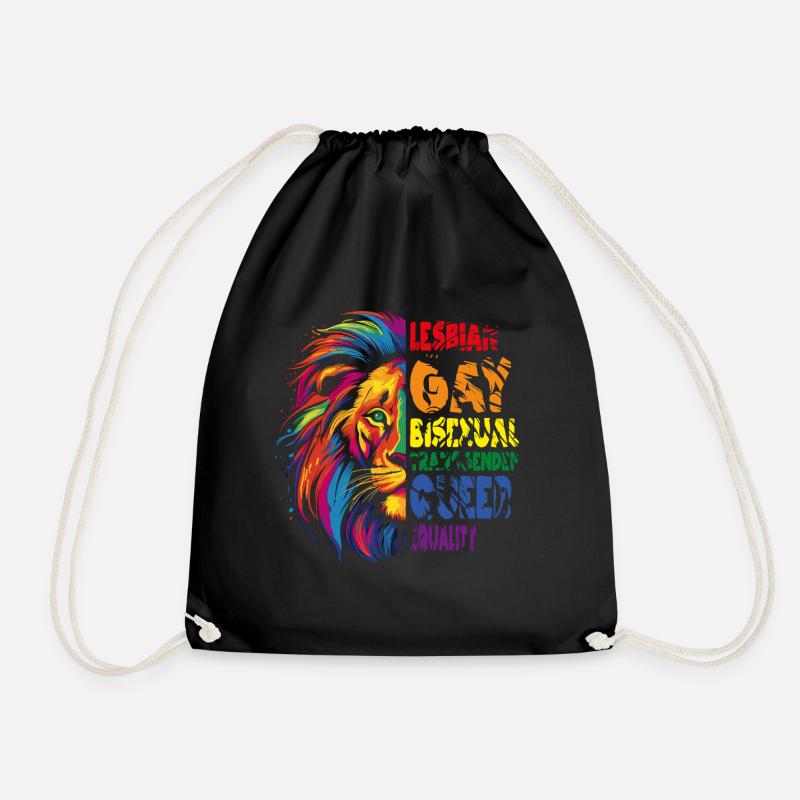 LGBTQ Lesbian Gay Pride Merch Regenbogen Löwe - Turnbeutel - Schwarz